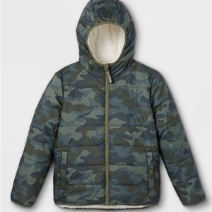Boys' Camo Reversible Puffer Jacket - Cat & Jack™ SZ LARGE